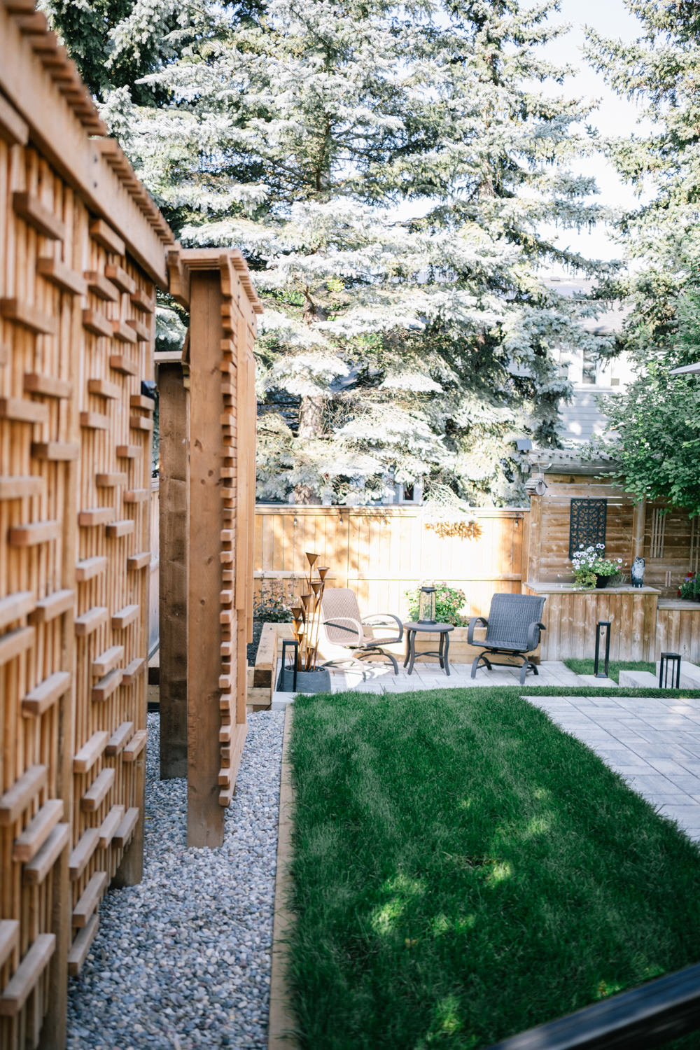 Privacy screen in a Tower Hill backyard in Okotoks
