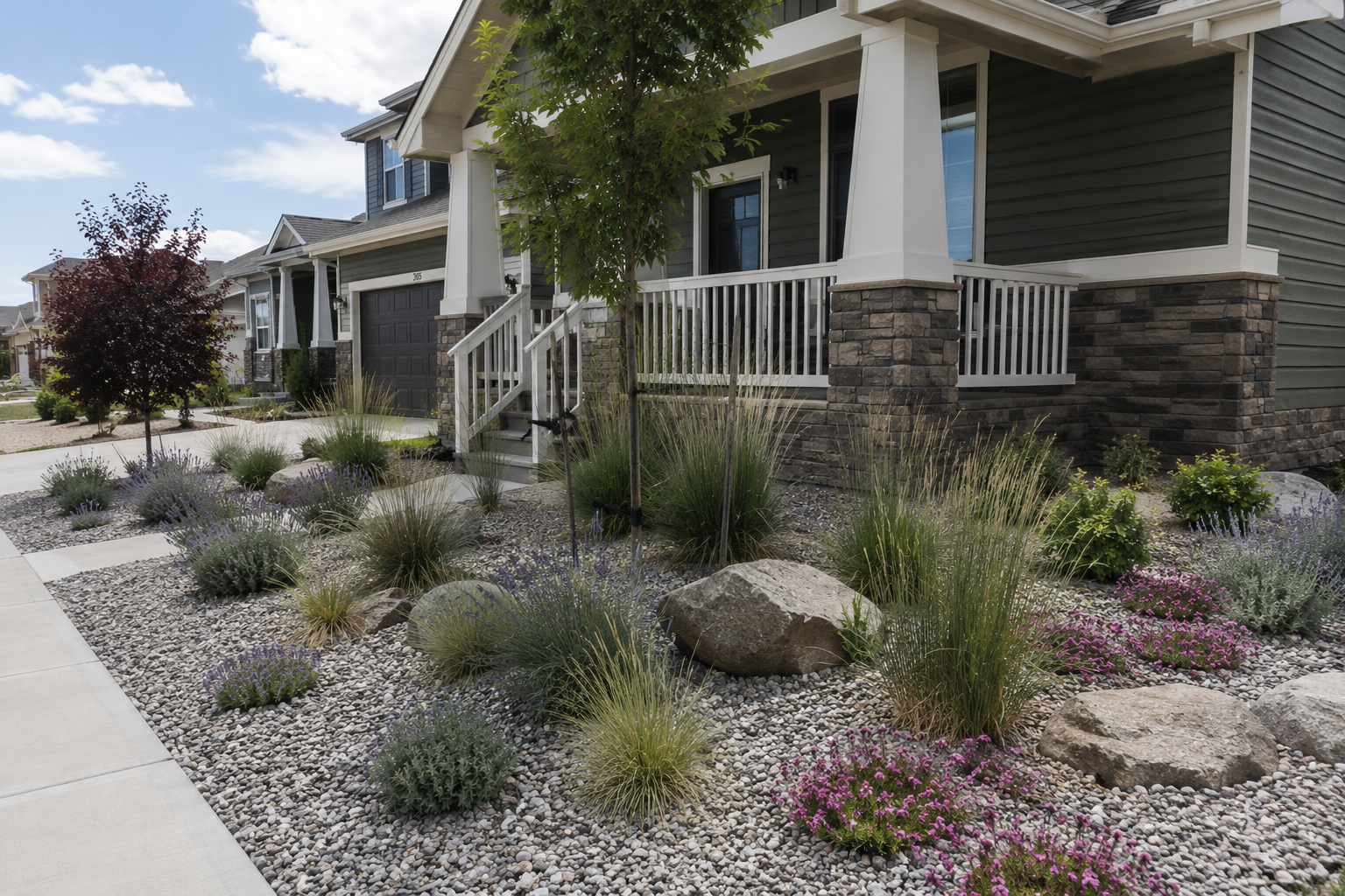 Water wise planting and softscape design by Kayben Landscaping in Okotoks Water wise planting and softscape design by Kayben Landscaping in Okotoks